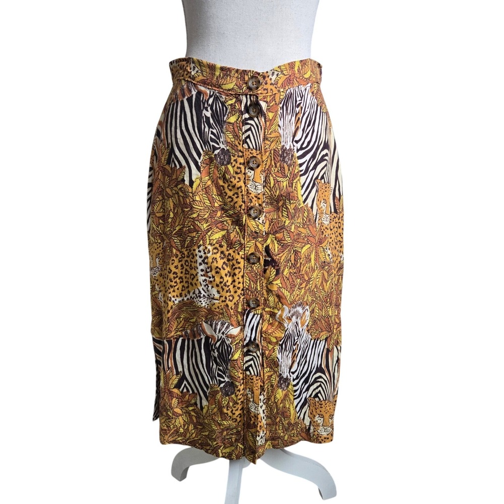 Anthropologie Maeve Size 2 The Jungle Yellow Zebra Safari‎ Print Animal